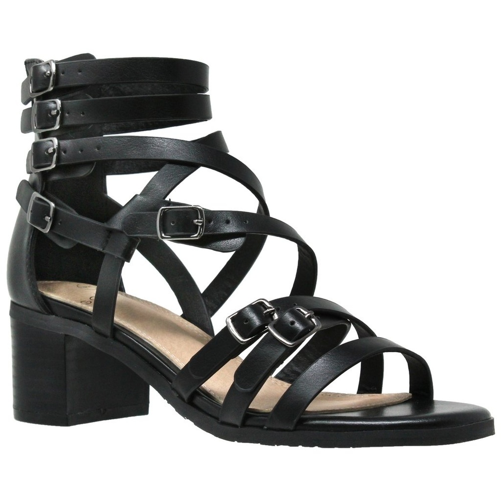 Womens Low Block Heel Gladiator Sandal